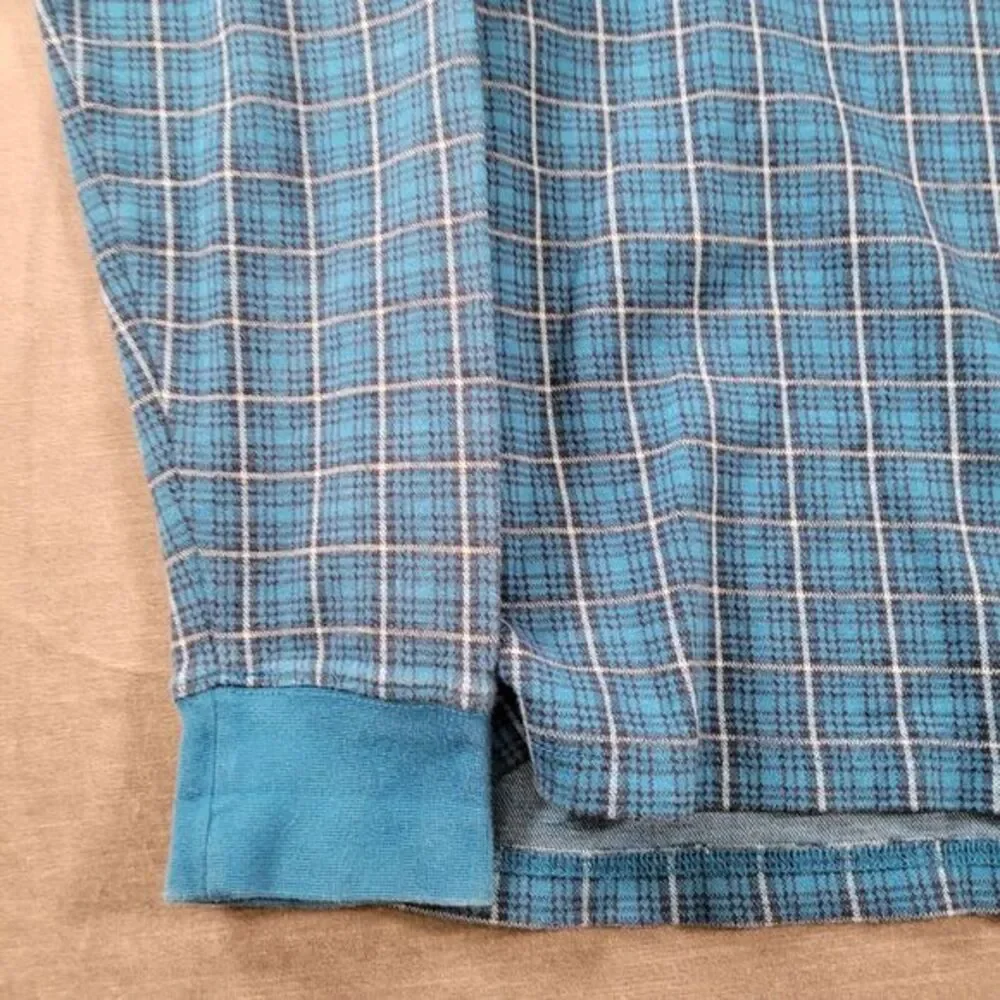 Lands End Traditional Fit 1/4 Zip Long Sleeve Mens Plaid Pullover Size L/T 42-44